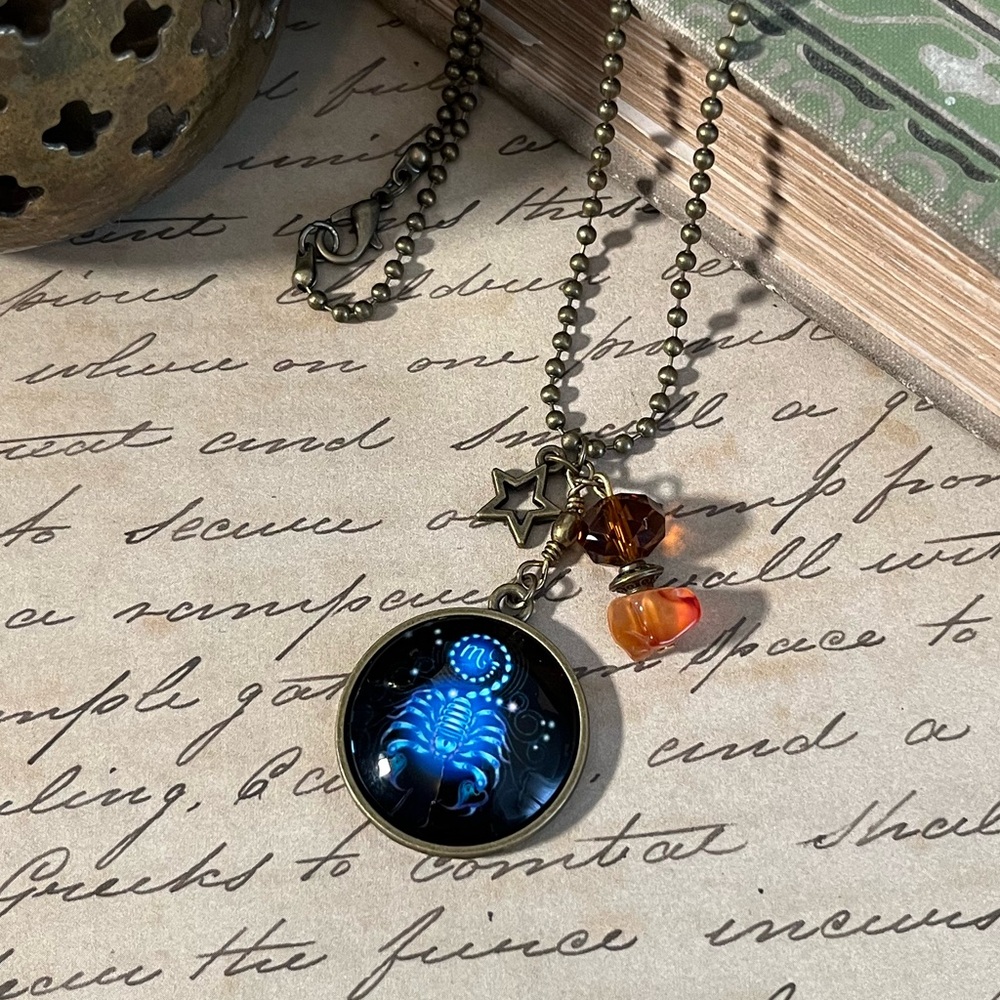 Handmade Scorpio Zodiac Pendant Charm Necklace